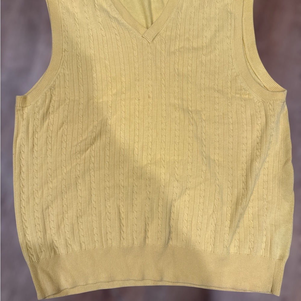 Pebble Beach Men XL Yellow Performance Golf Vest 100% Cotton